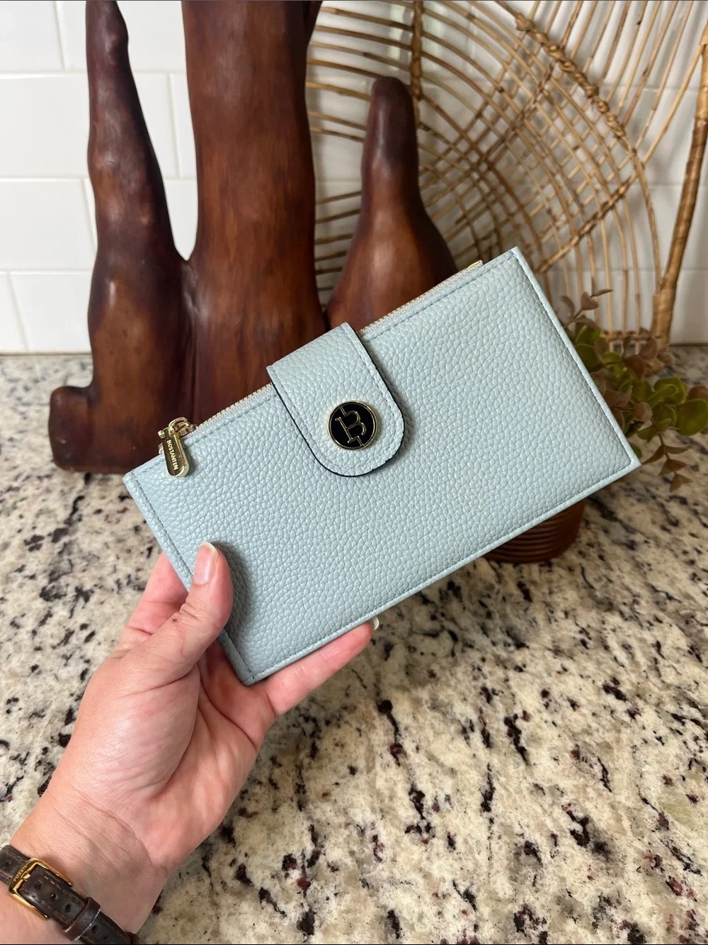 Bostanten Pebbled Light Blue Wallet